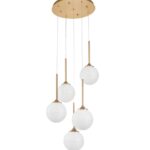 Suspensie Nova Luce Cantona, finisaj auriu periat/sticla, 5 x 5 W, cod 9960614