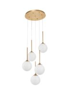 Suspensie Nova Luce Cantona, finisaj auriu periat/sticla, 5 x 5 W, cod 9960614