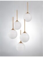 Suspensie Nova Luce Cantona, finisaj auriu periat/sticla, 5 x 5 W, cod 9960614 - imagine 6