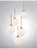 Suspensie Nova Luce Cantona, finisaj auriu periat/sticla, 5 x 5 W, cod 9960614 - imagine 5