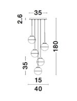 Suspensie Nova Luce Cantona, finisaj auriu periat/sticla, 5 x 5 W, cod 9960614 - imagine 4