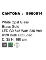 Suspensie Nova Luce Cantona, finisaj auriu periat/sticla, 5 x 5 W, cod 9960614 - imagine 3