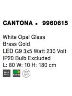 Suspensie Nova Luce Cantona, finisaj auriu periat/sticla, 3x5 W, cod 9960615 - imagine 3