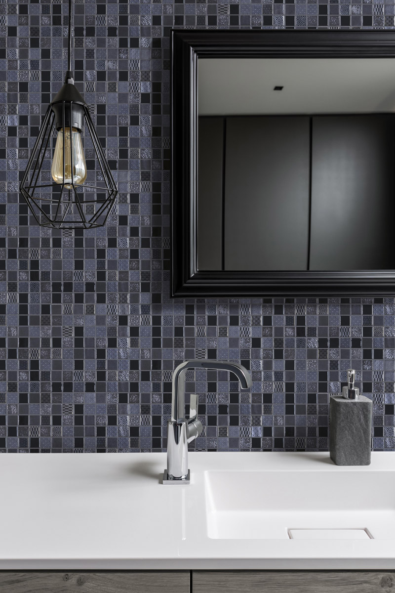 metal-black_amb Mosaic Metal Onix, rectificata, finisaj mat - imagine 1