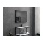 Set mobilier de baie suspendat Karag New Sospeso Nero, lavoar 100 cm, negru