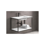 Set mobilier de baie suspendat Karag New Sospeso Nero, 80 cm, negru