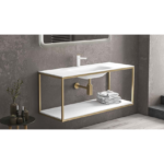 Set mobilier de baie suspendat Karag New Sospeso Oro, lavoar 120 cm, auriu
