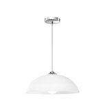 Pendul Nova Luce Vinca, crom/sticla alba, 1x12 W, cod 600822