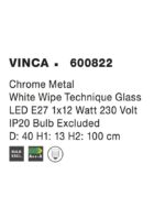 Pendul Nova Luce Vinca, crom/sticla alba, 1x12 W, cod 600822 - imagine 3