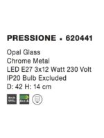 Plafoniera Nova Luce Pressione, crom satinat/sticla opal, 3x12W, cod 620441 - imagine 3