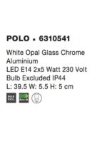 Lampa de baie Nova Luce Polo, aluminiu cromat, 2x5 W, cod 6310541 - imagine 2