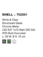 Aplica Nova Luce Shell, crom/sticla structurata, 1x12 W, cod 702201 - imagine 3