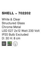 Plafoniera Nova Luce Shell, crom/sticla structurata, 2x12 W, cod 702202 - imagine 3