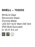 Plafoniera Nova Luce Shell, crom/sticla structurata, 3x12 W, cod 702203 - imagine 3