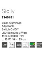 Aplica Nova Luce Sicily, negru satinat, 3 W, cod 7140181 - imagine 3