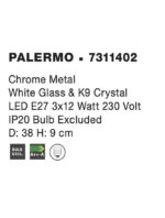 Plafoniera Nova Luce Palermo, crom/sticla/cristal K9, LED 3x12 W, cod 7311402 - imagine 3