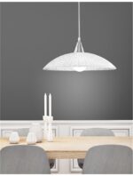 Pendul Nova Luce Shell, crom/sticla structurata, 1x12 W, cod 7326501 - imagine 5