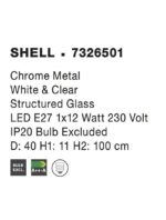 Pendul Nova Luce Shell, crom/sticla structurata, 1x12 W, cod 7326501 - imagine 3