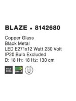 Pendul Nova Luce Blaze, negru/cupru lucios, 1x12 W, cod 8142680 - imagine 3