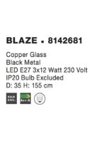 Suspensie Nova Luce Blaze, negru/cupru lucios, 3x12 W, cod 8142681 - imagine 3