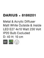 Plafoniera Nova Luce Darius, alb mat/acril alb, 4x12 W, cod 8186201 - imagine 3