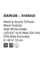 Plafoniera Nova Luce Darius, negru mat/acril alb, 4x12 W, cod 8186202 - imagine 4