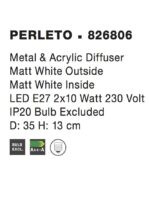 Plafoniera Nova Luce Perleto, alb mat/acril alb, 2x12 W, cod 826806 - imagine 3