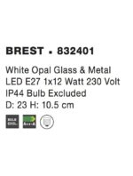Plafoniera Nova Luce Brest, sticla opal, 1x12 W, cod 832401 - imagine 2