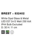 Plafoniera Nova Luce Brest, sticla opal, 2x12 W, cod 832402 - imagine 3