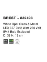 Plafoniera Nova Luce Brest, sticla opal, 2x12 W, cod 832403 - imagine 5