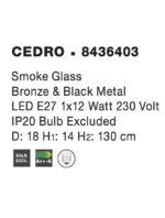 Pendul Nova Luce Cedro, finisaj negru mat/sticla gri fume, 1x12 W, cod 8436403 - imagine 3
