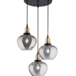 Suspensie Nova Luce Cedro, finisaj negru mat/sticla gri fume, 3x12 W, cod 8436404