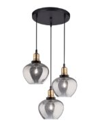 Suspensie Nova Luce Cedro, finisaj negru mat/sticla gri fume, 3x12 W, cod 8436404
