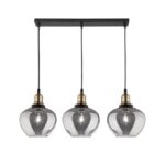 Suspensie Nova Luce Cedro, finisaj negru mat/sticla gri fume, 3x12 W, cod 8436405