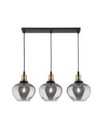 Suspensie Nova Luce Cedro, finisaj negru mat/sticla gri fume, 3x12 W, cod 8436405