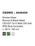 Suspensie Nova Luce Cedro, finisaj negru mat/sticla gri fume, 3x12 W, cod 8436405 - imagine 3