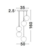 Suspensie Nova Luce Cedro, finisaj negru mat/sticla gri fume, 5x12 W, cod 8436406 - imagine 4