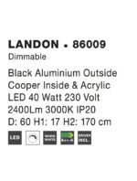 Pendul Nova Luce Landon, negru/cooper, 40 W, cod 86009 - imagine 3