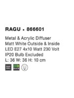 Plafoniera Nova Luce Ragu, alb mat/acril alb, 4x12 W, cod 866601 - imagine 3