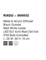 Plafoniera Nova Luce Ragu, negru mat/acril alb, 4x12 W, cod 866602 - imagine 4