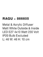 Plafoniera Nova Luce Ragu, alb mat/acril alb, 4x12 W, cod 866605 - imagine 4
