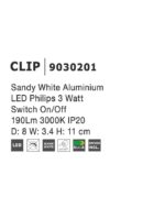 Aplica Nova Luce Clip , alb satinat, 3 W, cod 9030201 - imagine 4