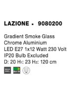 Pendul Nova Luce Lazione, finisaj crom lucios/sticla fume, 1x12 W, cod 9080200 - imagine 3