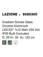 Pendul Nova Luce Lazione, finisaj crom lucios/sticla fume, 1x12 W, cod 9080300 - imagine 2