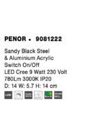 Aplica Nova Luce Penor, negru satinat, cod 9081222 - imagine 4