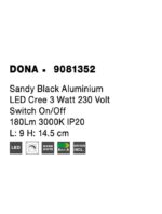 Aplica Nova Luce Dona, negru satinat, cod 9081352 - imagine 4