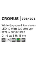 Aplica Nova Luce Cronus, LED 10W, alb satinat, cod 9084071 - imagine 3