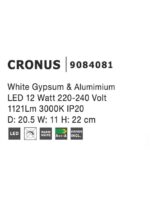 Aplica Nova Luce Cronus, LED 12W, alb satinat, cod 9084081 - imagine 3