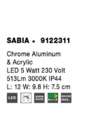 Aplica Nova Luce Sabia, aluminiu cromat/acril, 5 W, cod 9122311 - imagine 3