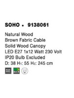 Pendul Nova Luce Soho, lemn stratificat, 1x12W, cod 9138061 - imagine 3